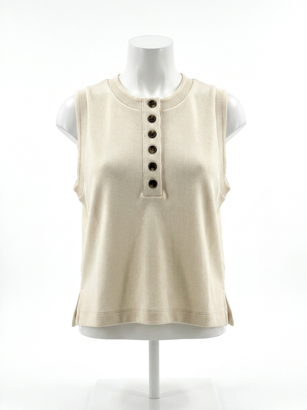 NEW VARLEY marla button placket tank top in pristine white